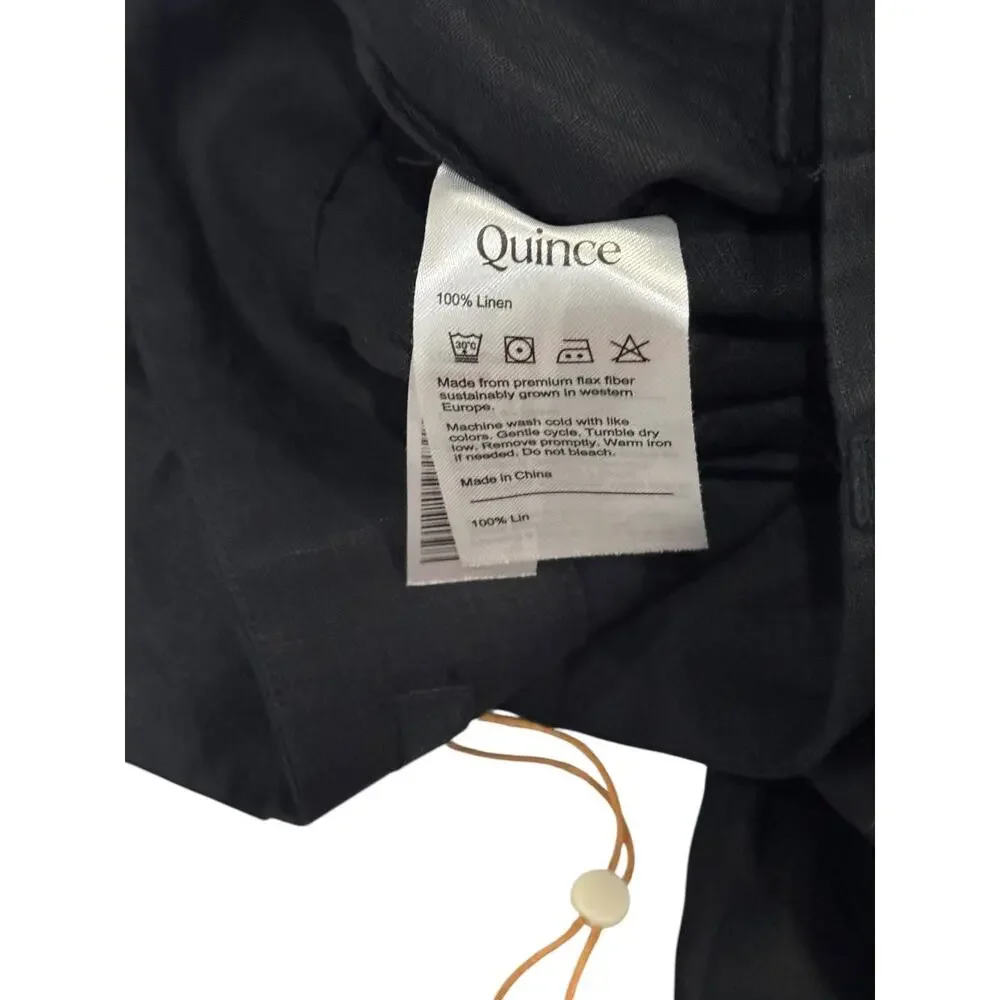 Quince 100% European Linen Patch Pocket Wide Leg Pants Women's Size 6 Black NWT